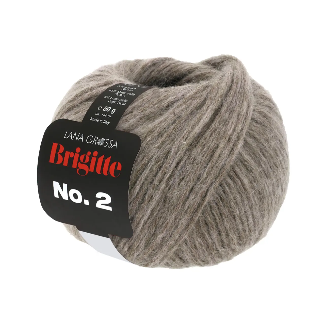 Brigitte No. 2 69 Graubeige von Lana Grossa. Edle Netzgarnstruktur aus Alpaka und Baumwolle