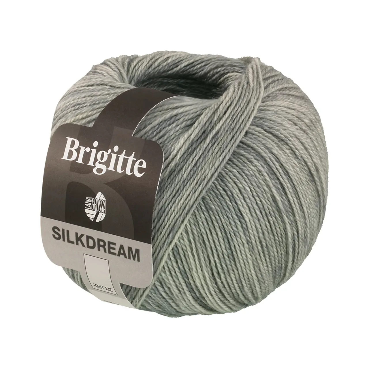 Brigitte Silkdream 15 Grau von Lana Grossa. Zartes klassisch gezwirntes Garn aus Maulbeerseide und Merino mit Mohairfasern umhüllt