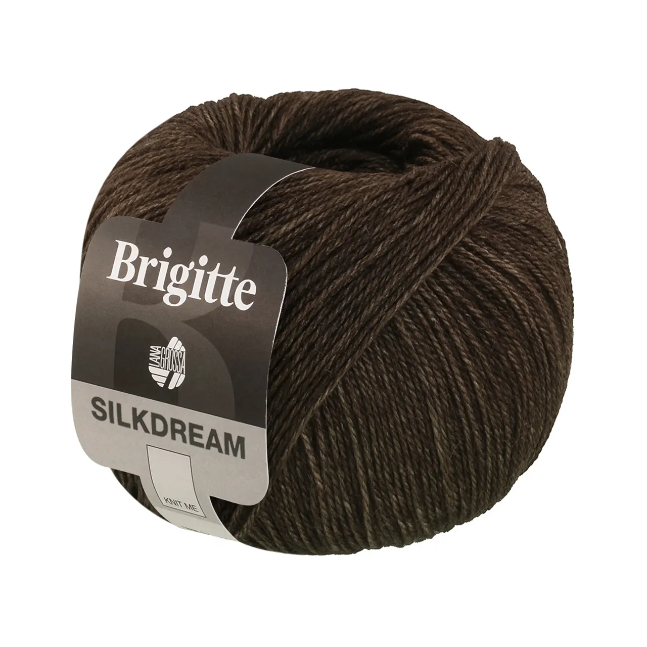 Brigitte Silkdream 3 Graubraun von Lana Grossa. Zartes klassisch gezwirntes Garn aus Maulbeerseide und Merino mit Mohairfasern umhüllt