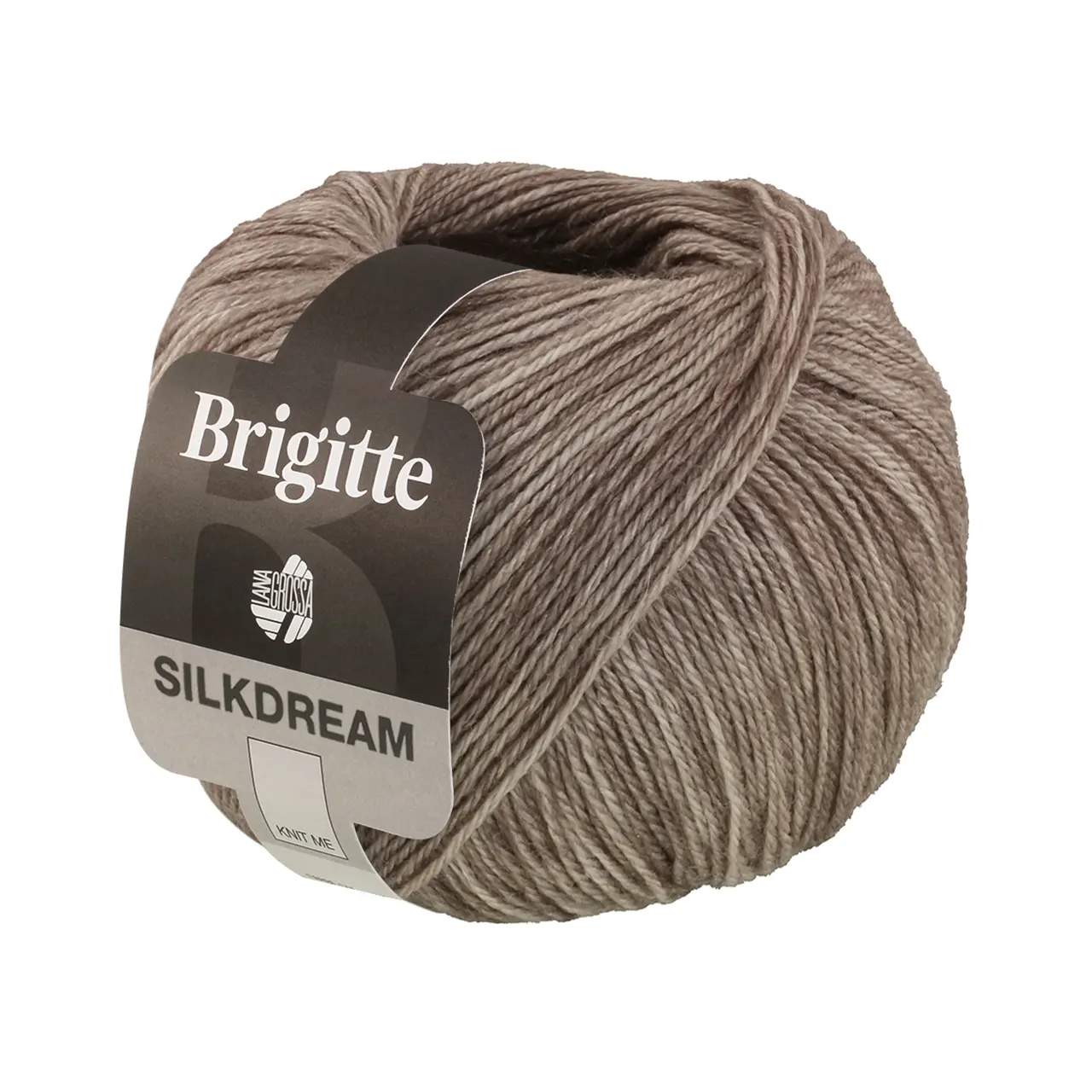 Brigitte Silkdream 4 Graubeige von Lana Grossa. Zartes klassisch gezwirntes Garn aus Maulbeerseide und Merino mit Mohairfasern umhüllt