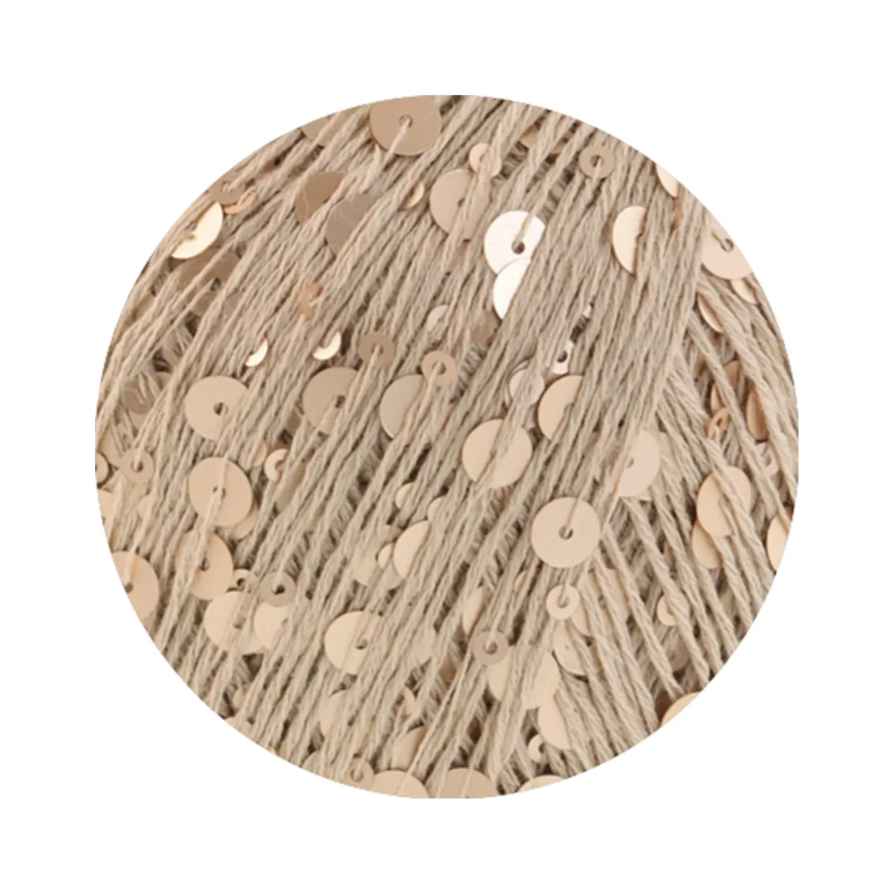 Cosmo 10 Sandbeige von Lana Grossa. Beilaufgarn aus Baumwolle mit großen und kleinen Pailletten