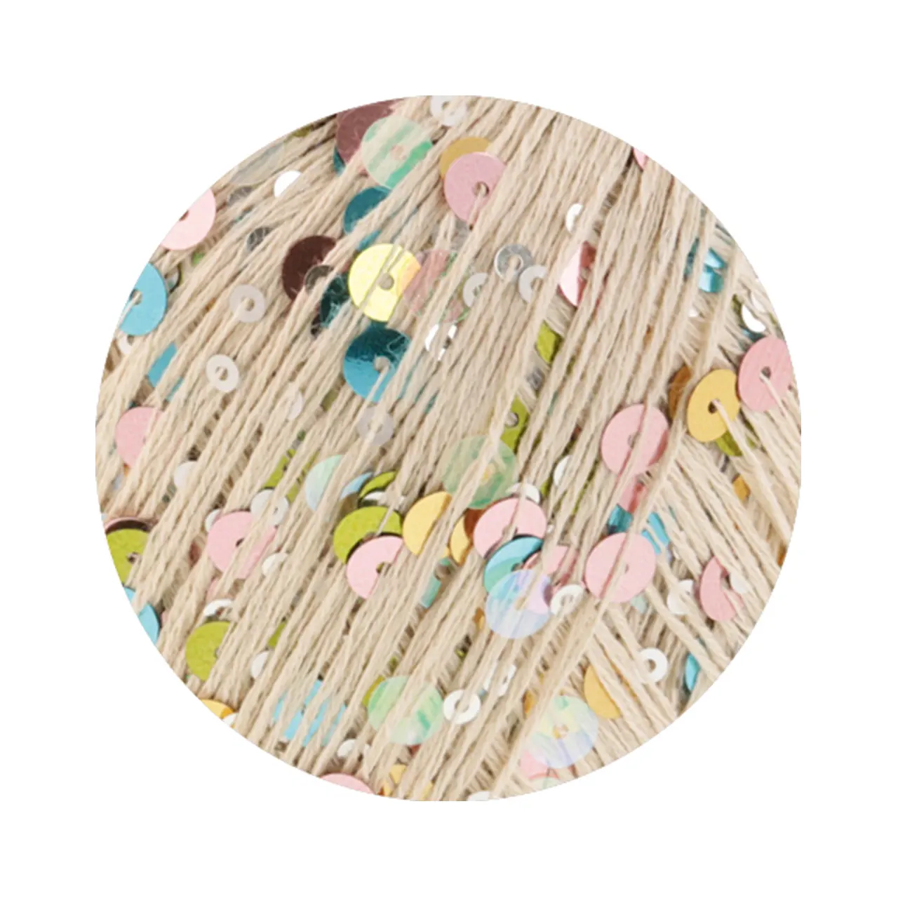 Cosmo 11 Hellbeige von Lana Grossa. Beilaufgarn aus Baumwolle mit großen und kleinen Pailletten