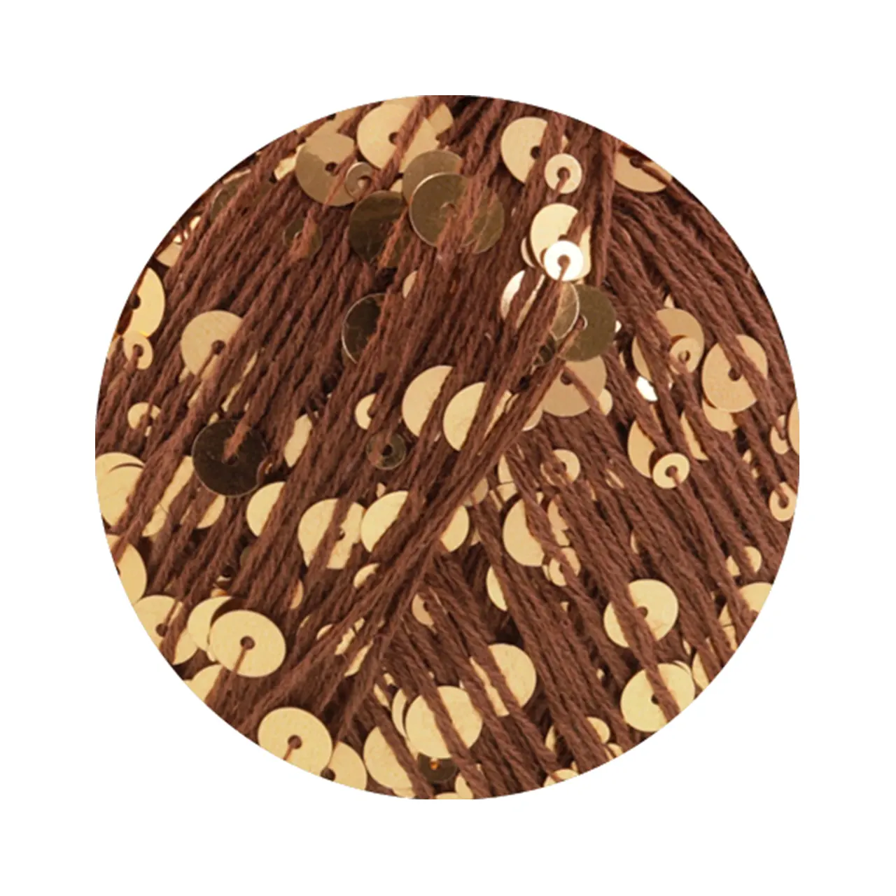Cosmo 7 Nougat von Lana Grossa. Beilaufgarn aus Baumwolle mit großen und kleinen Pailletten
