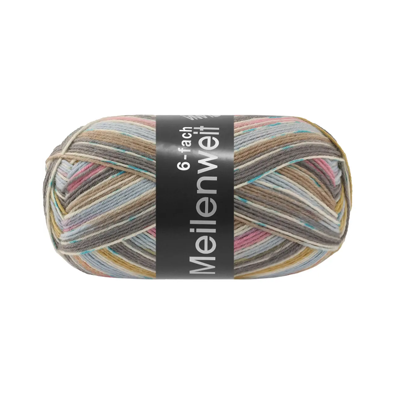 Meilenweit 6-Fach 150 Giappone 9706 Hellblau/Rosa/Creme/Türkis/Pistazie/Taupe/Dunkelgrau von Lana Grossa. 6-fädiger Sockenklassiker waschmaschinenfest