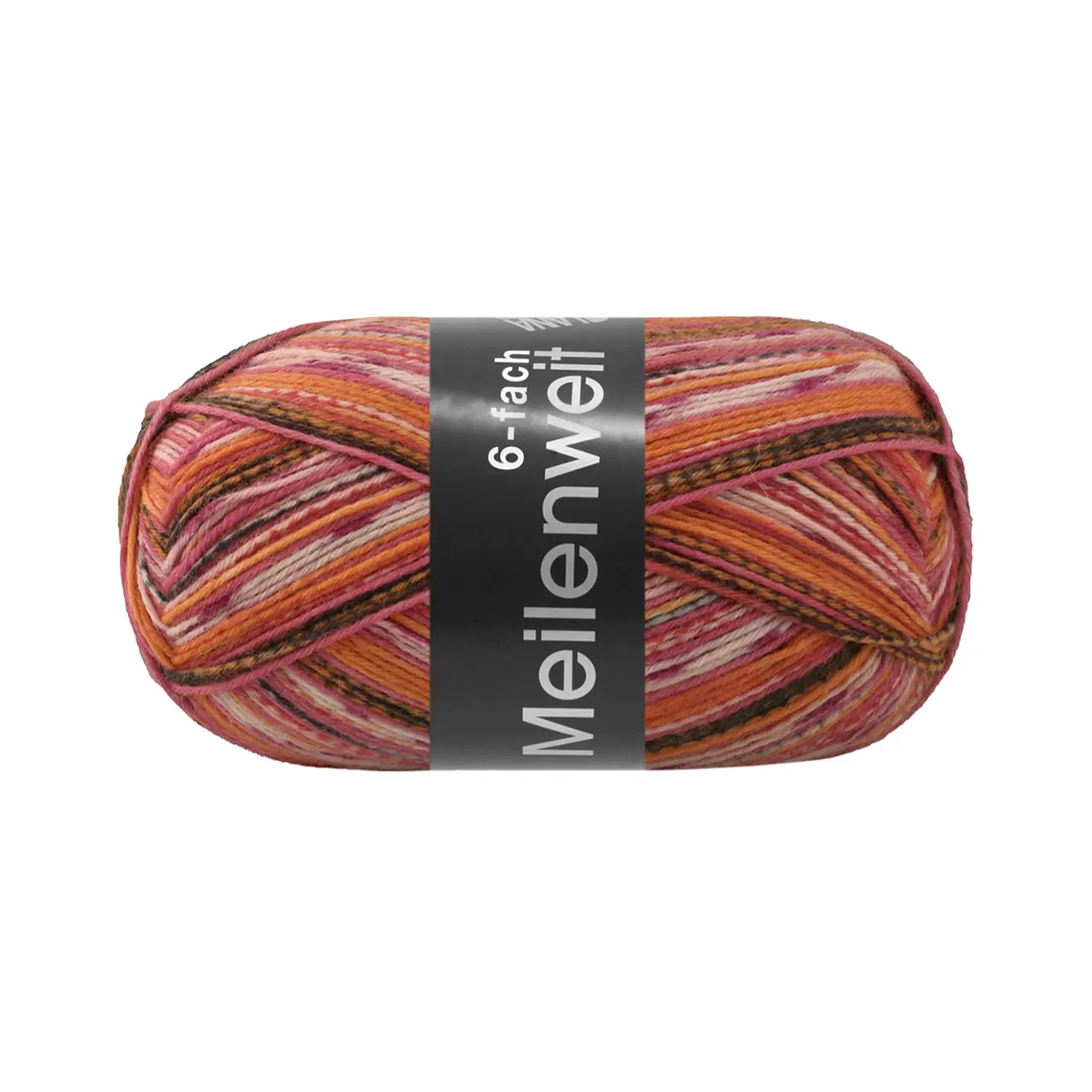 Meilenweit 6-Fach 150 Piccata 9687 Fuchsia/Lila/Ecru/Orange/Camel/Mokka/Gelb/Rost von Lana Grossa. 6-fädiger Sockenklassiker waschmaschinenfest
