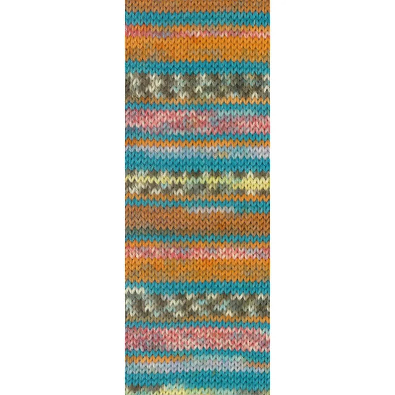 Meilenweit 6-Fach 150 Piccata 9689 Orange/Senf/Petrol/Schlamm/Ecru/Mint/Rot/Blasslila/Vanille/Camel von Lana Grossa. 6-fädiger Sockenklassiker waschmaschinenfest