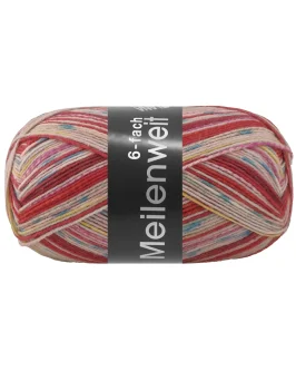 Meilenweit 6-Fach 150 Piccata <br>9692&nbsp;Rot/<wbr>Hell-/<wbr>Türkisblau/<wbr>Weiß/<wbr>Hellgrün/<wbr>Gelb/<wbr>Fuchsia/<wbr>Rosa