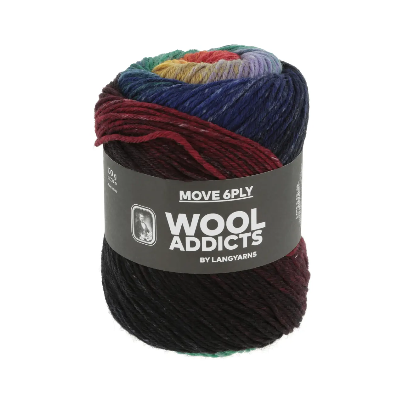 Move 6-Fach 4 Rainbow von Lang Yarns. MOVE is not just a sock yarn it's a vibrant celebration of hues that invites you to break free from the subdued palette of neutrals. With MOVE your knitting and crocheting projects are transformed into a kaleidoscope of colors infusing energy and excitement into every stitch. A colorful sturdy but soft 6-ply yarn for way more than just socks.