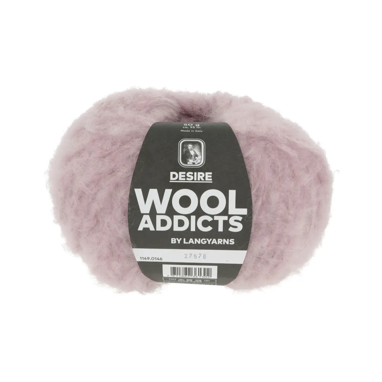 Desire 146 Mauve von Lang Yarns. Fulfill your deepest knitting DESIRE with this soft ball of mohair. Voluminous light and airy this super bulky yarn allows you to craft the coziest accessories and garments in no time. Prepare your needles and fashion a sweater that wraps you in the gentle embrace of a perfect hug.