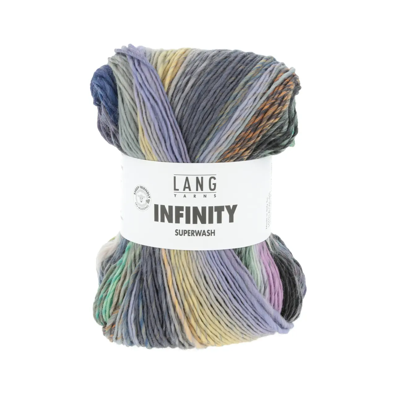 Infinity 4 Aurora Dreams von Lang Yarns. INFINITY ist ein Dochtgarn aus extrafeiner Merinowolle das durch seine einzigartige Farbgestaltung besticht. Jedes Knäuel wird so gefertigt dass kein sich wiederholendes Muster entsteht - zwar kommen immer wieder die gleichen Farben zum Einsatz jedoch in unregelmäßigen Abständen variierender Intensität und unterschiedlicher Reihenfolge.