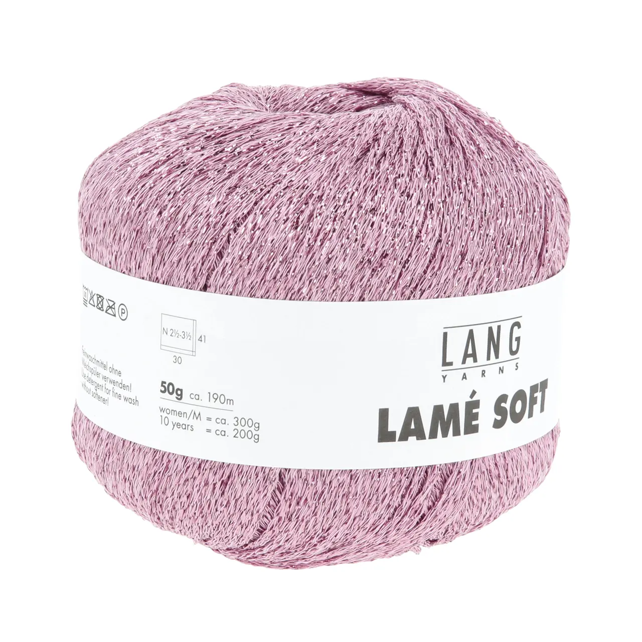 Lamé Soft 9 Rosa von Lang Yarns. LAMÉ SOFT ist ein hochwertiges Lamé-Garn auf Viskosebasis das sich durch eine weiche Haptik von herkömmlichen oft Polyamid basierten Lamé-Garnen abhebt. Es eignet sich perfekt als Beilaufgarn um elegante Akzente zu setzen oder all-over für ein strahlendes Highlight-Piece. Ideal für stilvolle Strickprojekte mit einem Hauch von Glamour.