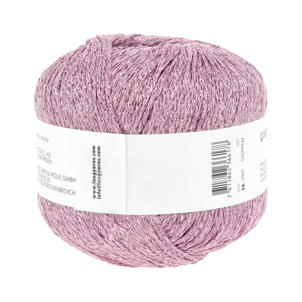 Lamé Soft 9 Rosa von Lang Yarns. LAMÉ SOFT ist ein hochwertiges Lamé-Garn auf Viskosebasis das sich durch eine weiche Haptik von herkömmlichen oft Polyamid basierten Lamé-Garnen abhebt. Es eignet sich perfekt als Beilaufgarn um elegante Akzente zu setzen oder all-over für ein strahlendes Highlight-Piece. Ideal für stilvolle Strickprojekte mit einem Hauch von Glamour.