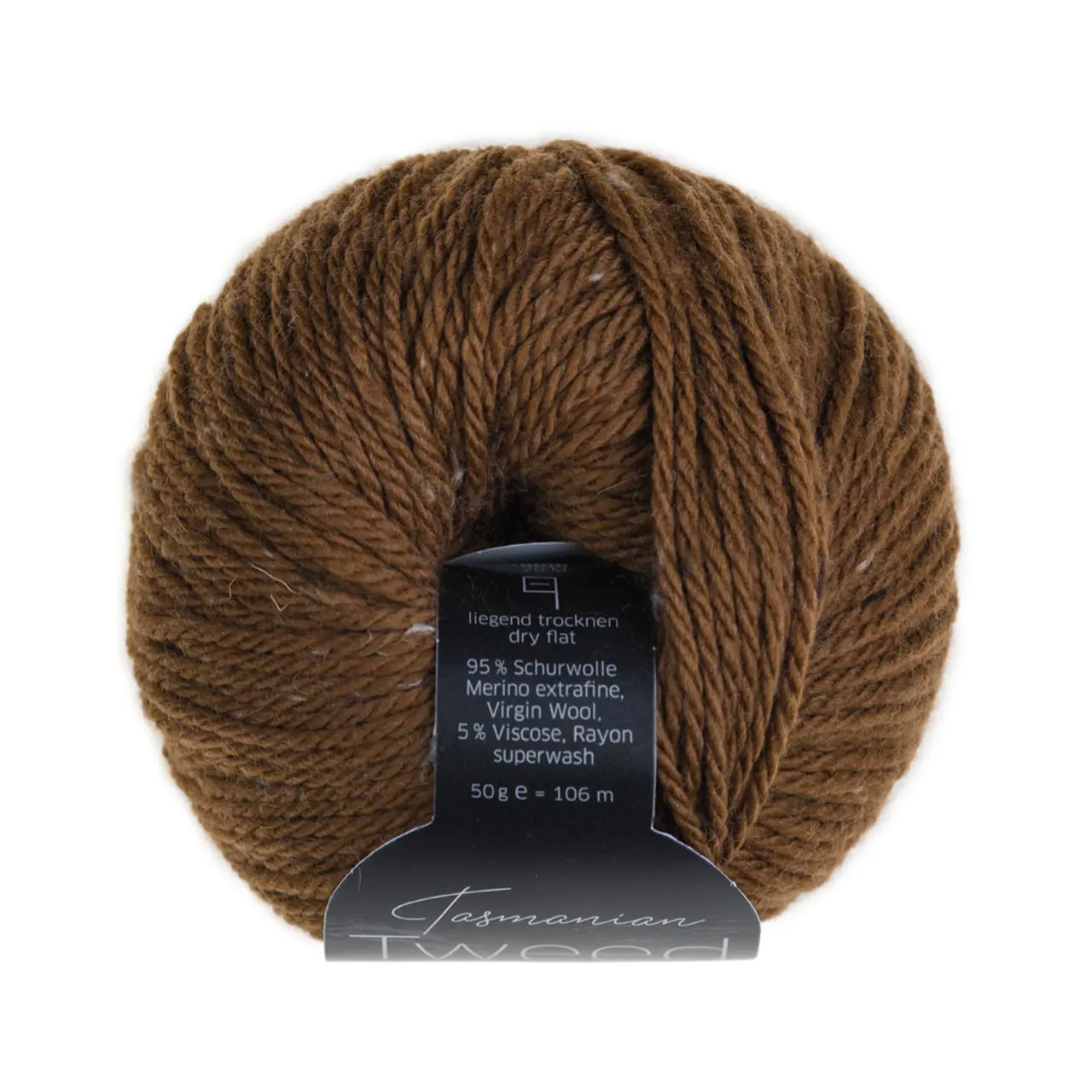 Tasmanian Tweed 34 Braun von Atelier Zitron. Begreife es um es zu begreifen. Original Tasmanian Tweed in Merino extrafine. Ein unvergleichliches Garn in höchster Güte und bestem Tragekomfort.