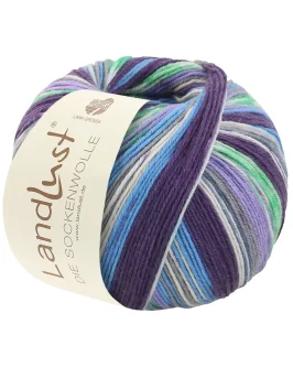 Landlust die Sockenwolle 6-Fach <br/>938&nbsp;Grau/<wbr>Mint/<wbr>Ecru/<wbr>Dunkelbraun/<wbr>Rost/<wbr>Türkis Gestreift