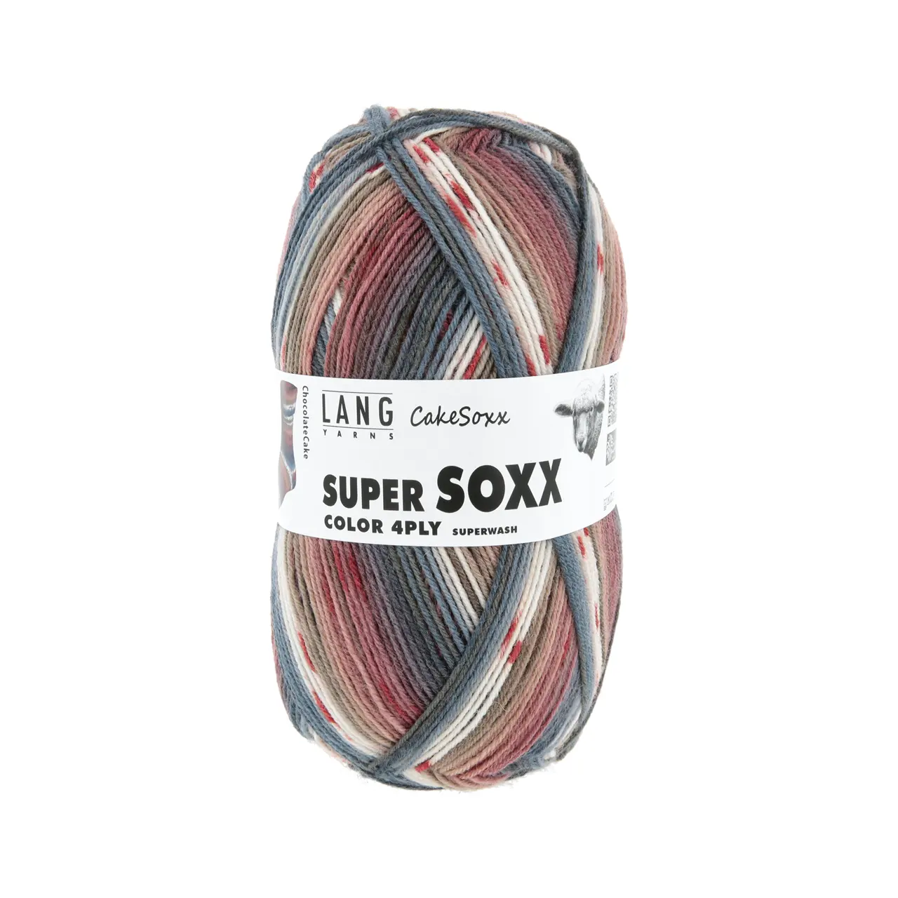 Super Soxx Color 4-Fach 544 Braun/Dublau 1149 Chocolate Ca von Lang Yarns.