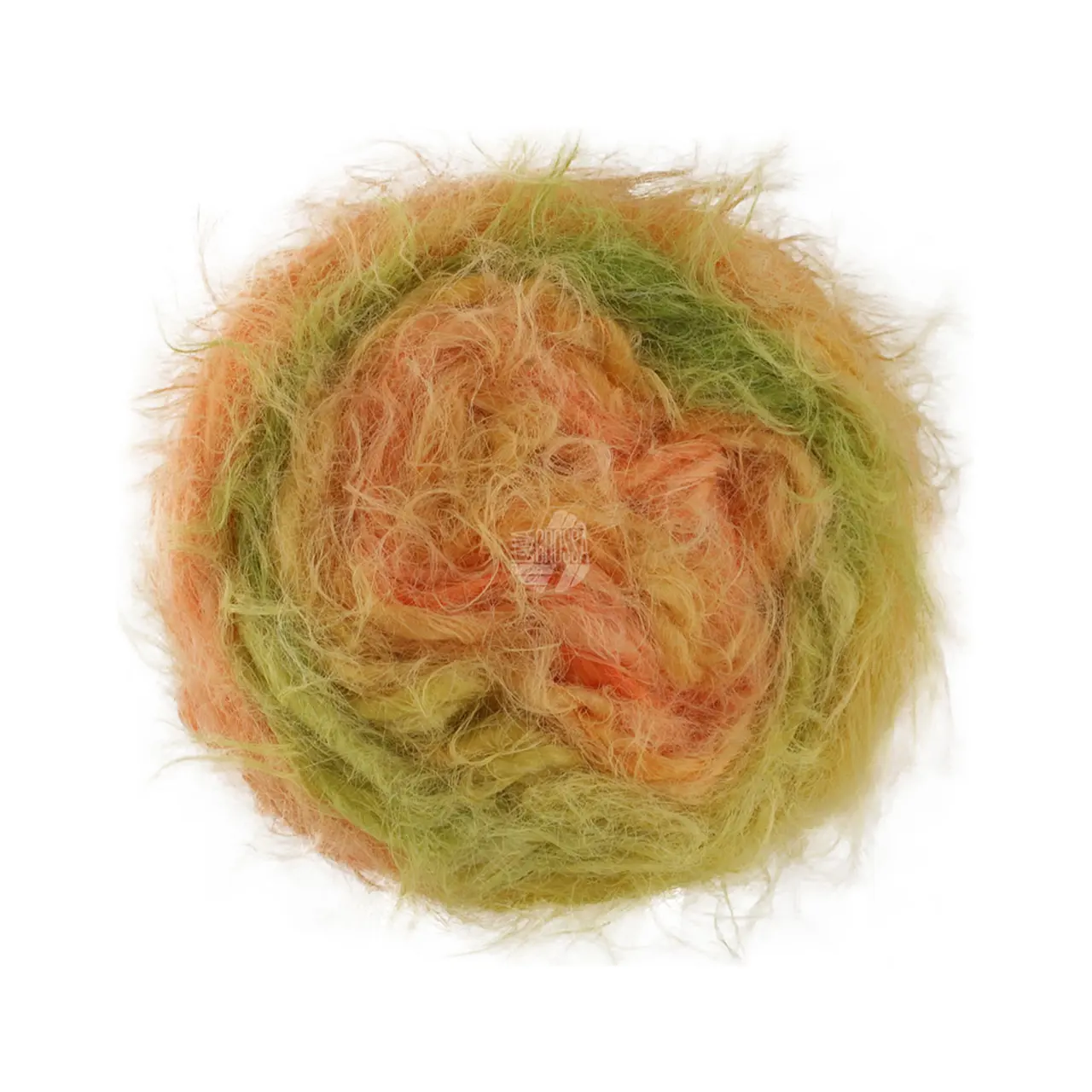 Basta Mista 104 Kiwi/Pistazie/Vanille/Senfgelb/Pfirsich/Apricot von Lana Grossa. Garn im Fake Fur Look locker verzwirnt aus einem Franseneffekt und feinen Merinofasern