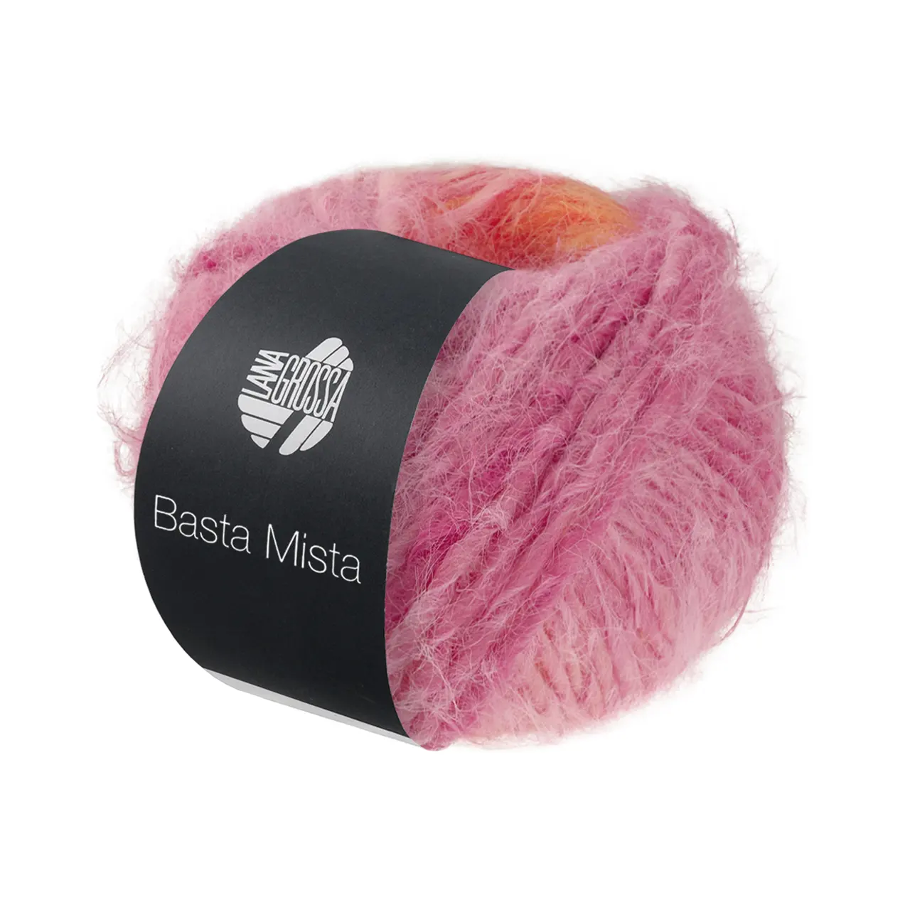 Basta Mista 111 Pfirsich/Apricot/Orange/Rosa/Pink/Fuchsia von Lana Grossa. Garn im Fake Fur Look locker verzwirnt aus einem Franseneffekt und feinen Merinofasern