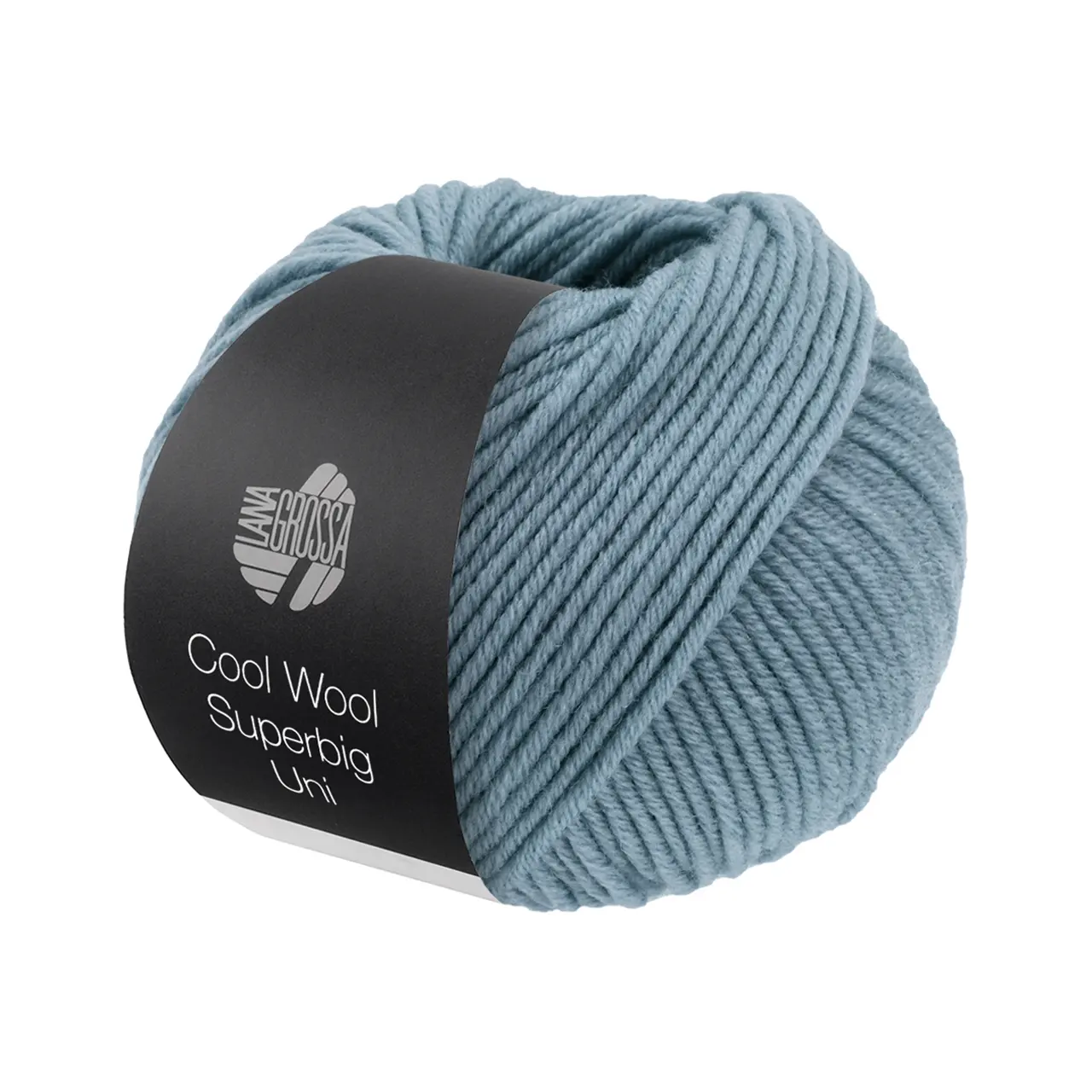 Cool Wool Superbig Uni 19 Graublau von Lana Grossa. Pure extrafeine Merinowolle waschmaschinenfest und filzfrei