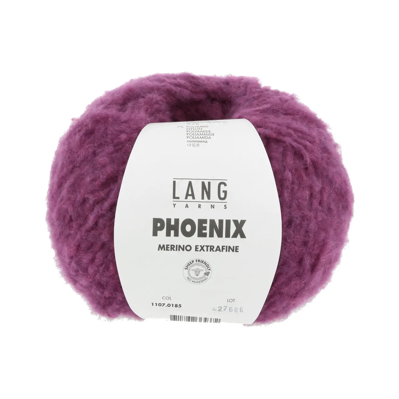 Phoenix 185 Hot Pink Chante Claire von Lang Yarns. PHOENIX ist wahrscheinlich eines der weichsten Garne welches Sie je gefühlt haben. Dieses Garn besteht hauptsächlich aus Merino extrafein welches zudem Mulesing frei ist. PHOENIX dies sind unglaublich große Knäuel mit denen Sie im Handumdrehen die wärmsten Kreationen kreieren. Ihre Garderobe erhebt sich aus der Asche wenn Sie eine Kreation aus unserer neuen Qualität PHOENIX tragen.