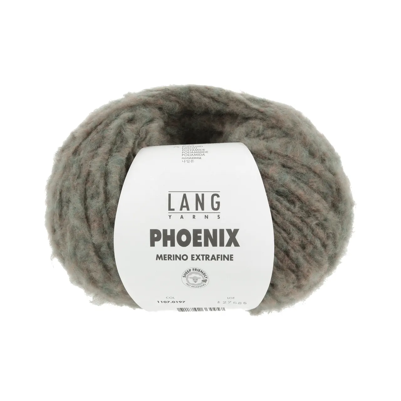 Phoenix 197 Olive Chante Claire von Lang Yarns. PHOENIX ist wahrscheinlich eines der weichsten Garne welches Sie je gefühlt haben. Dieses Garn besteht hauptsächlich aus Merino extrafein welches zudem Mulesing frei ist. PHOENIX dies sind unglaublich große Knäuel mit denen Sie im Handumdrehen die wärmsten Kreationen kreieren. Ihre Garderobe erhebt sich aus der Asche wenn Sie eine Kreation aus unserer neuen Qualität PHOENIX tragen.