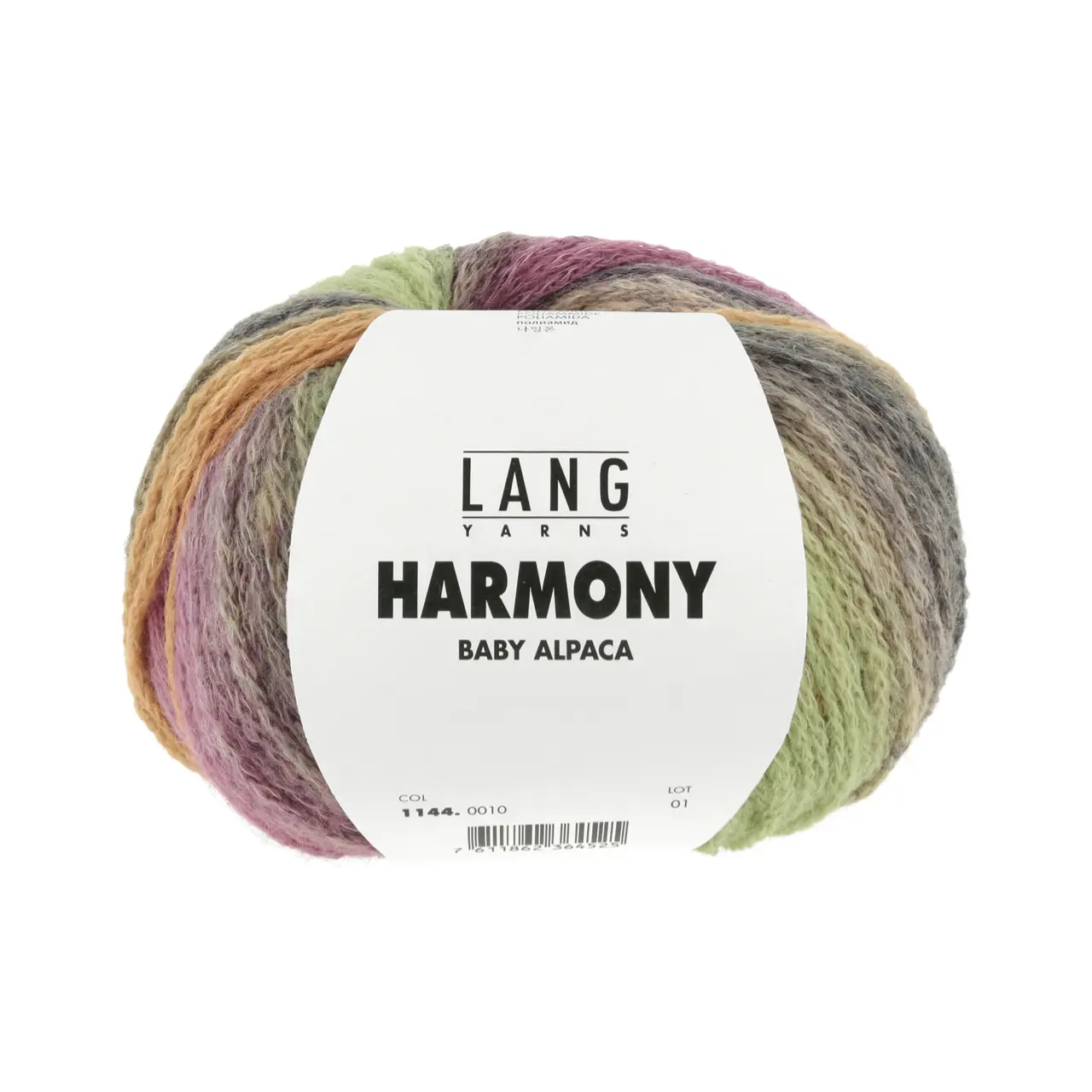 Harmony 10 Violett/Grün/Orange/Grau von Lang Yarns. Getreu seinem Namen überzeugt HARMONY auf ganzer Linie mit sanften harmonischen Farbverläufen und einer flauschigen Mischung aus Babyalpaka angereichert mit 15 % Polyamid zur Verstärkung. Als Maschengarn konstruiert fällt die Lauflänge im Vergleich zum Gewicht großzügig aus was zu leichtgewichtigen aber warmen Strickstücken führt. Sie können nie genug Harmonie in ihrem Leben (und ihrem Garnvorrat) haben.