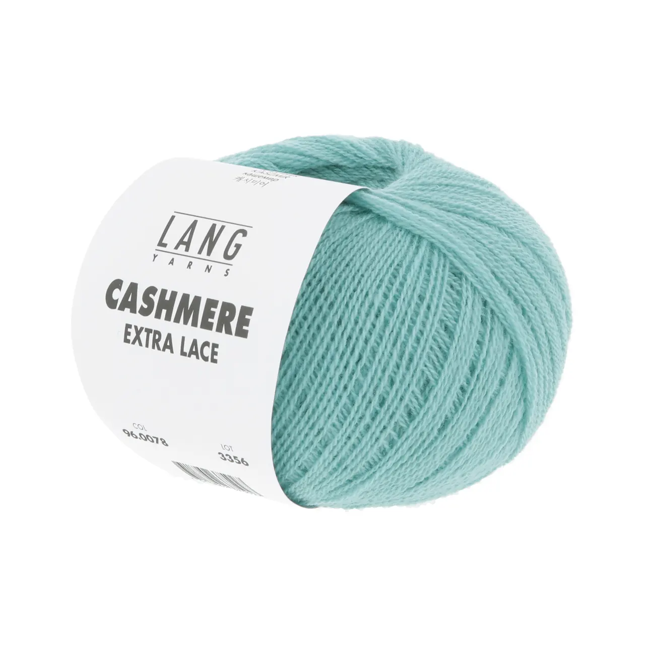 Cashmere Extra Lace 78 Türkis von Lang Yarns. CASHMERE EXTRA LACE ist ein edles Beilaufgarn aus reinem Kaschmir das sich wunderbar weich und luxuriös anfühlt. Es eignet sich hervorragend zum Kombinieren mit anderen Garnen und ist eine hochwertige Alternative zu klassischen Mohair-Seide-Mischungen. Aber natürlich lässt es sich auch solo verstricken z. B. zu zarten Lace-Tüchern und filigranen Accessoires. Das Garn überzeugt durch seine Leichtigkeit und ist die perfekte Wahl für Strickprojekte