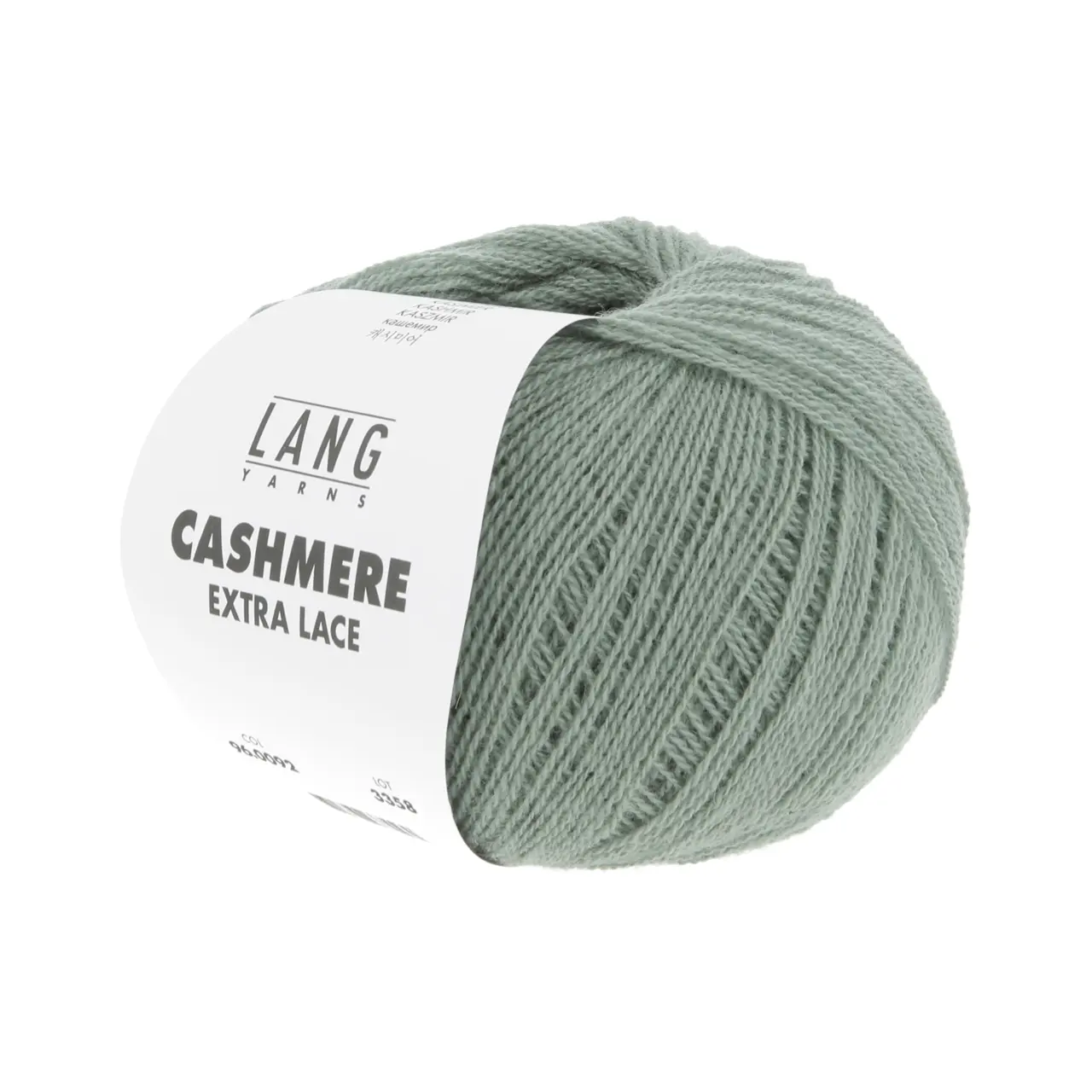 Cashmere Extra Lace 92 Salbei von Lang Yarns. CASHMERE EXTRA LACE ist ein edles Beilaufgarn aus reinem Kaschmir das sich wunderbar weich und luxuriös anfühlt. Es eignet sich hervorragend zum Kombinieren mit anderen Garnen und ist eine hochwertige Alternative zu klassischen Mohair-Seide-Mischungen. Aber natürlich lässt es sich auch solo verstricken z. B. zu zarten Lace-Tüchern und filigranen Accessoires. Das Garn überzeugt durch seine Leichtigkeit und ist die perfekte Wahl für Strickprojekte