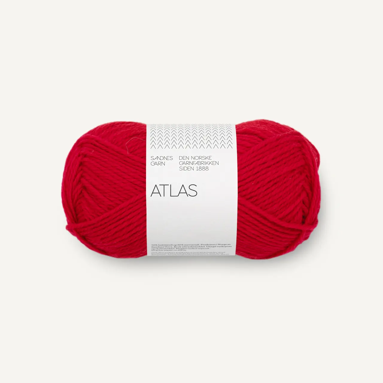 Atlas 4219 True Red von Sandnes Garn. Ein wunderbar vielseitiges hochwertiges Wollgarn. Klassisch gemütlich und gleichzeitig modern. Die Kombination aus 70% norwegischer Lammwolle und 30 % Merinowolle macht es sowohl warm und robust als auch weich und angenehm auf der Haut. Trotz seines Volumens ist Atlas relativ leicht und lässt sich gut verarbeiten. Ideal für Pullover Cardigans Jacken oder warme Accessoires.