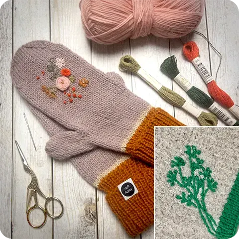 Sticken auf Strick Workshops mit Brigitte Zimmermann (knittygitti) bei Wolle & Schönes