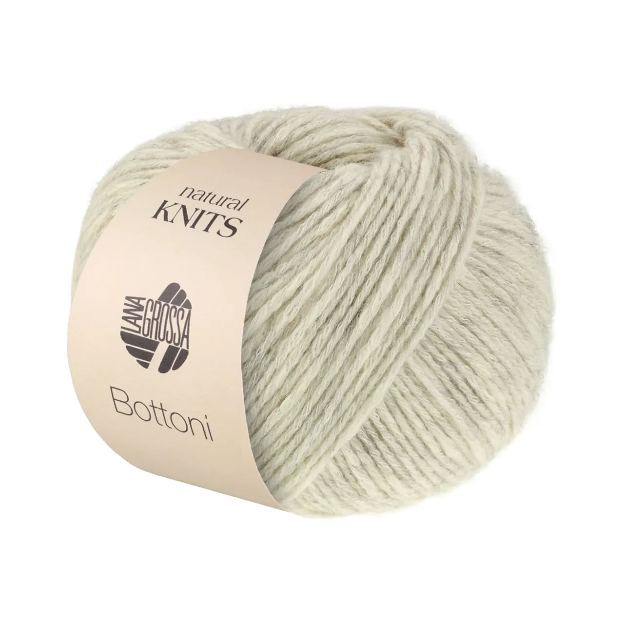 Bottoni 18 Grège/Creme von Lana Grossa. Strukturiertes Kettengarn aus weichem Baumwolle- Viskosegemisch umhüllt mit zarten Merinofasern