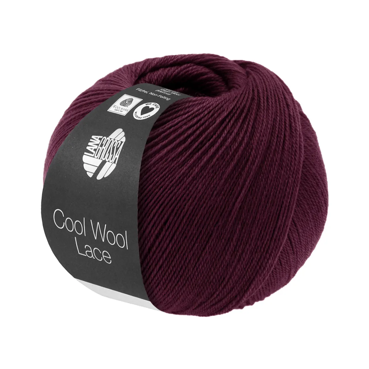 Cool Wool Lace 59 Burgund von Lana Grossa. Extrafeine Merinowolle waschmaschinenfest und filzfrei