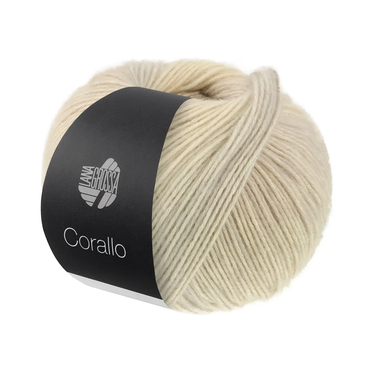 Corallo 10 Beige/Grège/Rohweiß von Lana Grossa. Ein modernes Effektgarn bei dem ein stabiles und zugleich weiches Baumwollnetz mit feinen Merinofasern gefüllt ist. Besonders geeignet für Pullover Cardigans Tücher und leichte Accessoires.