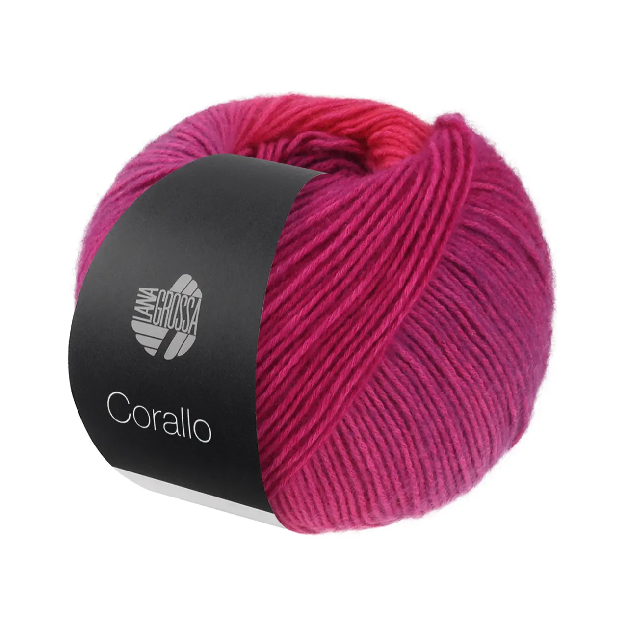 Corallo 4 Rotviolett/Fuchsia/Pink von Lana Grossa. Ein modernes Effektgarn bei dem ein stabiles und zugleich weiches Baumwollnetz mit feinen Merinofasern gefüllt ist. Besonders geeignet für Pullover Cardigans Tücher und leichte Accessoires.