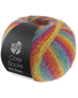 Cosy Socks Multi Stripes <br/>151&nbsp;Petrol/<wbr>Rauchblau/<wbr>Fuchsia/<wbr>Orange/<wbr>Gelb