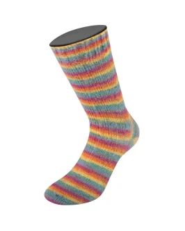 Cosy Socks Multi Stripes <br/>151&nbsp;Petrol/<wbr>Rauchblau/<wbr>Fuchsia/<wbr>Orange/<wbr>Gelb