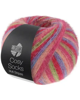 Cosy Socks Multi Stripes <br/>152&nbsp;Tulpenrot/<wbr>Veilchenblau/<wbr>Lachsrosa/<wbr>Pink/<wbr>Hellgrün