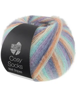Cosy Socks Multi Stripes <br/>153&nbsp;Lavendel/<wbr>Graublau/<wbr>Lachs/<wbr>Creme/<wbr>Türkis