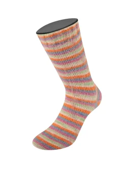 Cosy Socks Multi Stripes <br/>154&nbsp;Dunkelgrau/<wbr>Graublau/<wbr>Fuchsia/<wbr>Lichtgrün/<wbr>Creme/<wbr>Orange