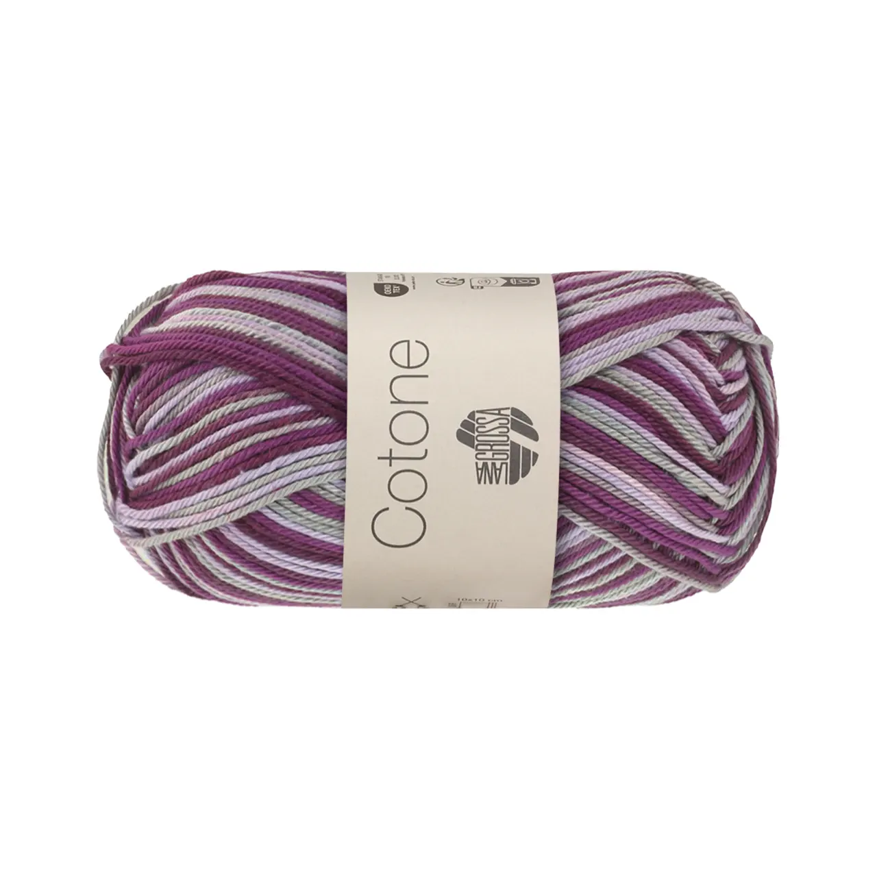 Cotone Print 368 Violett/Orchideenlila/Flieder/Grau von Lana Grossa. Baumwollbasicgarn
