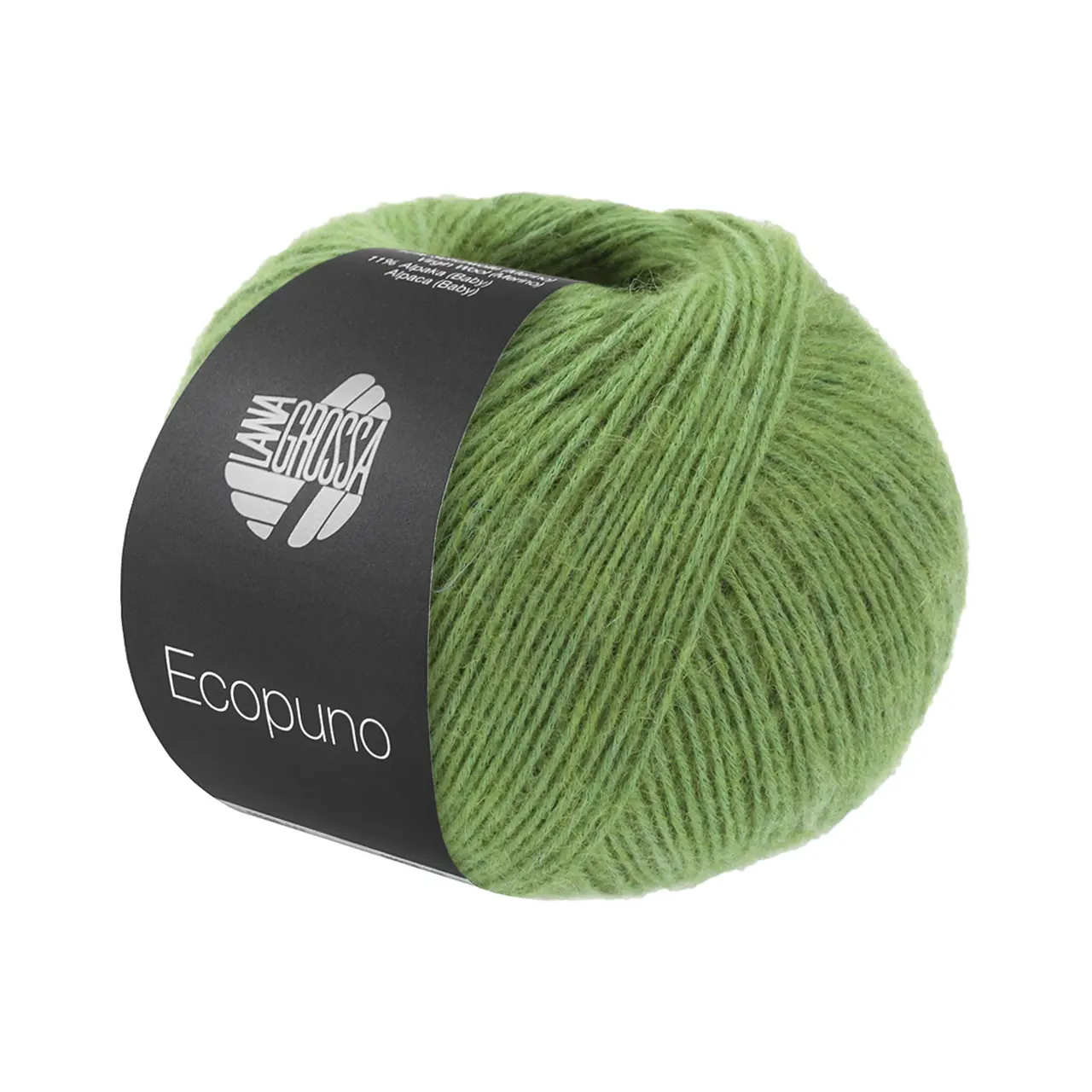 Ecopuno 225 Birnengrün von Lana Grossa. Edle Netzgarnstruktur aus Baumwolle gefüllt mit Merino/Alpaka