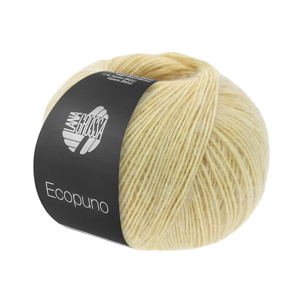 Ecopuno 228 Pastellgelb von Lana Grossa. Edle Netzgarnstruktur aus Baumwolle gefüllt mit Merino/Alpaka