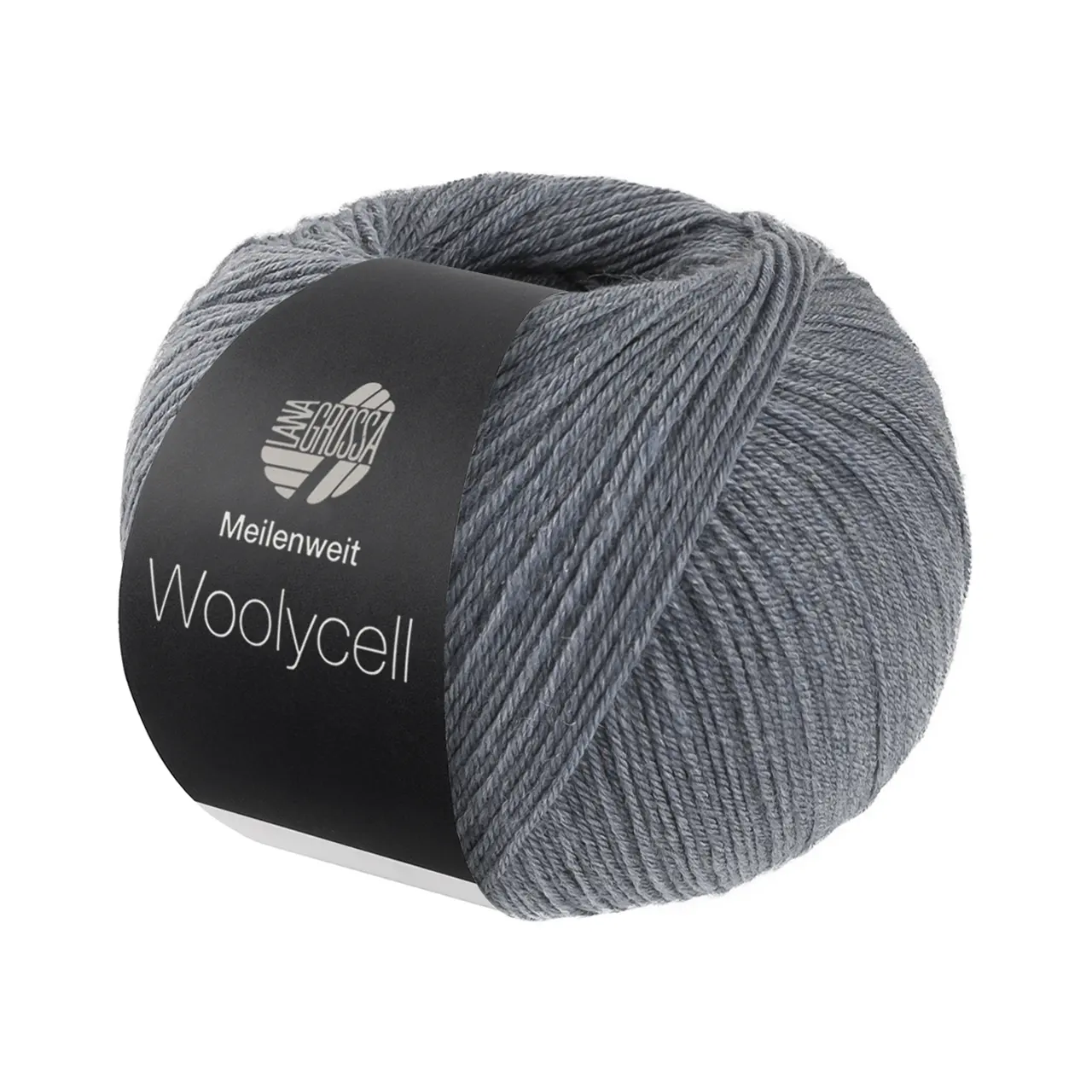 Meilenweit 100 Woolycell 8 Blaugrau von Lana Grossa. Hochwertiges Sockengarn ohne Polyamidanteil aus Merinowolle & Lyocell waschmaschinenfest