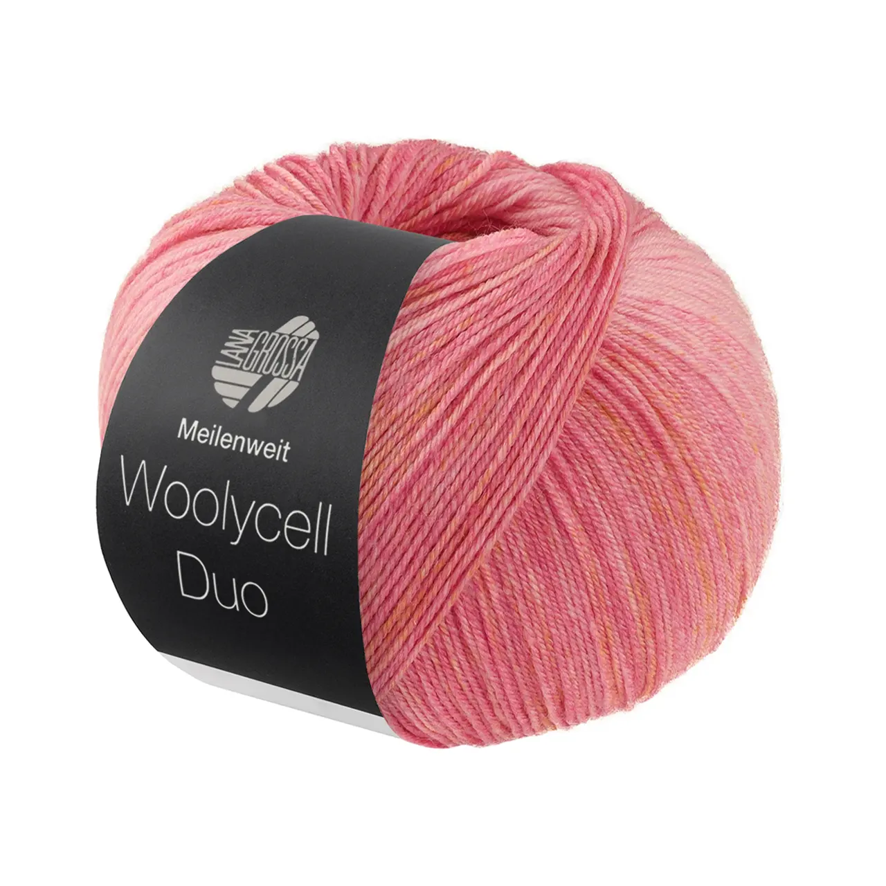 Meilenweit 100 Woolycell Duo 6001 Rosa/Pink/Blassorange von Lana Grossa. Hochwertiges Sockengarn ohne Polyamidanteil aus Merinowolle & Lyocell im Farbverlauf bedruckt wasc