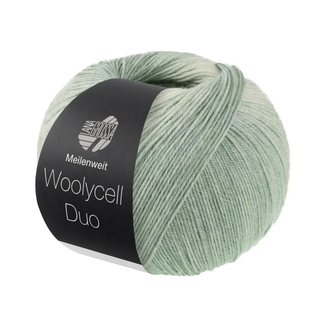 Meilenweit 100 Woolycell Duo 6007 Salbei-/Heu-/Pastellgrün von Lana Grossa. Hochwertiges Sockengarn ohne Polyamidanteil aus Merinowolle & Lyocell im Farbverlauf bedruckt wasc