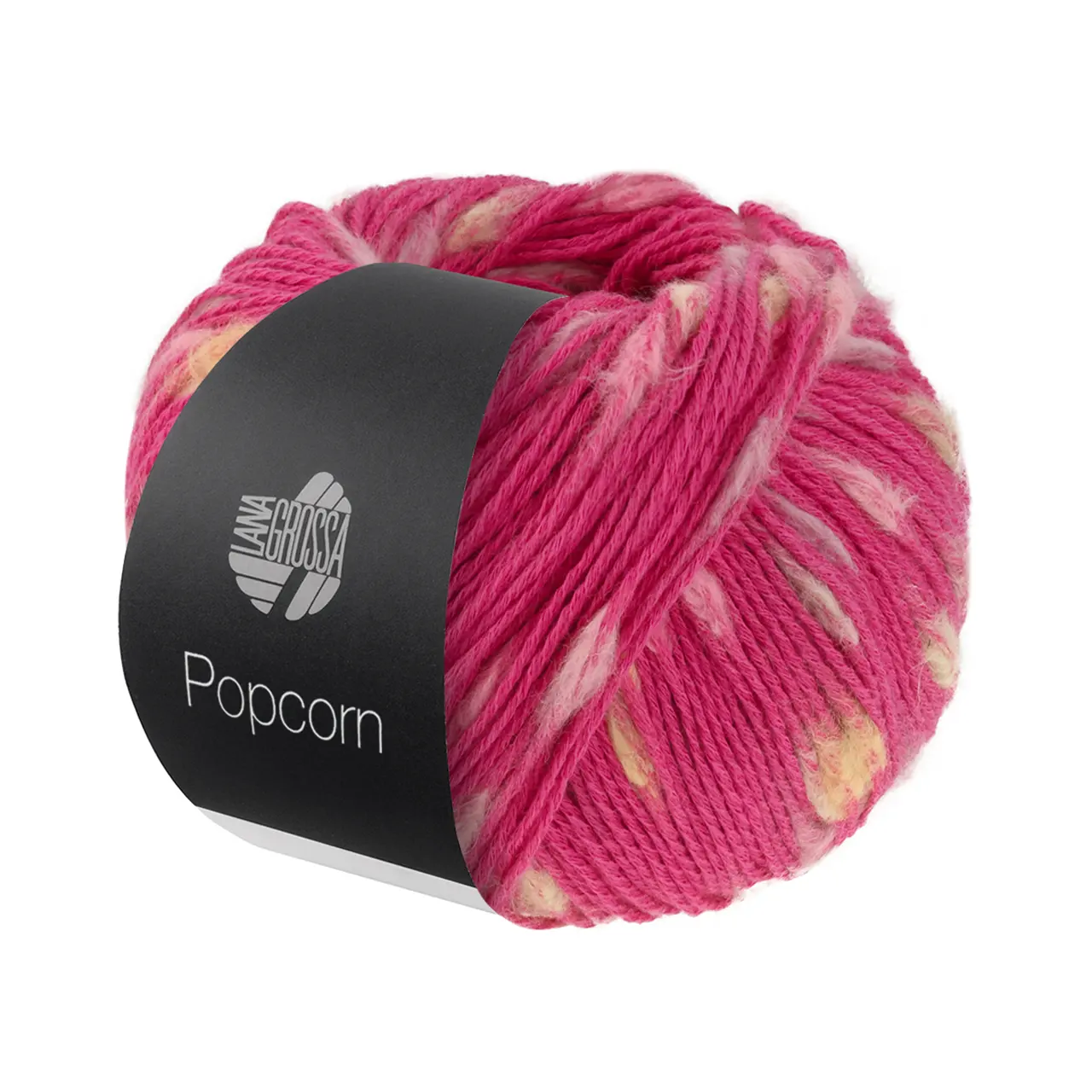 Popcorn 3 Pink/Rosa/Grège/Gelb von Lana Grossa. Effektnetzgarn gefüllt mit bunten flauschigen Farbspots aus 100% Baumwolle