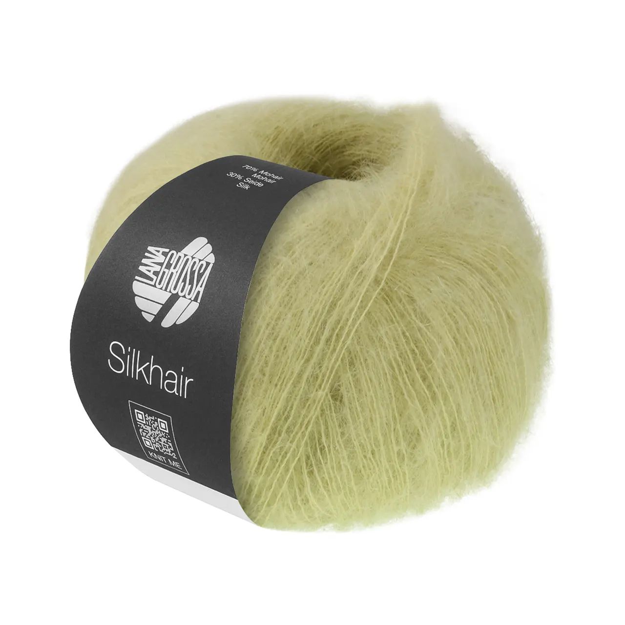 Silkhair Uni 227 Heugrün von Lana Grossa. Feines Lace-Garn aus Superkid Mohair mit Seide