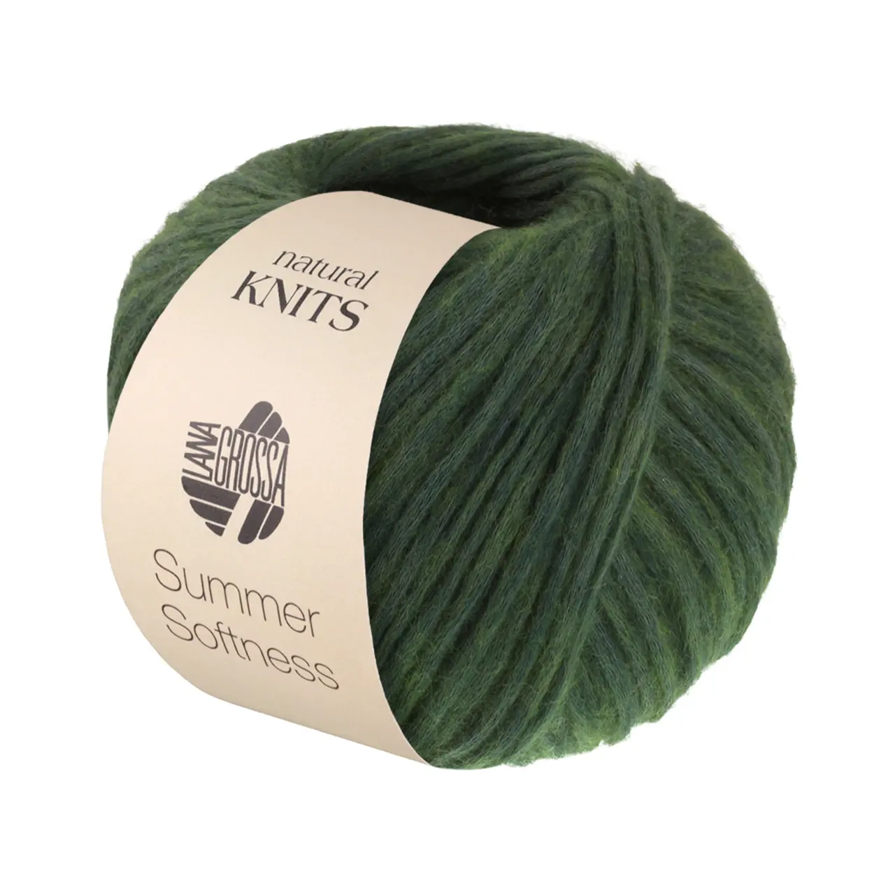 Summer Softness 24 Dunkelgrün von Lana Grossa. Zartes Baumwollschlauchgarn voluminös gefüllt mit flauschigen Merinofasern