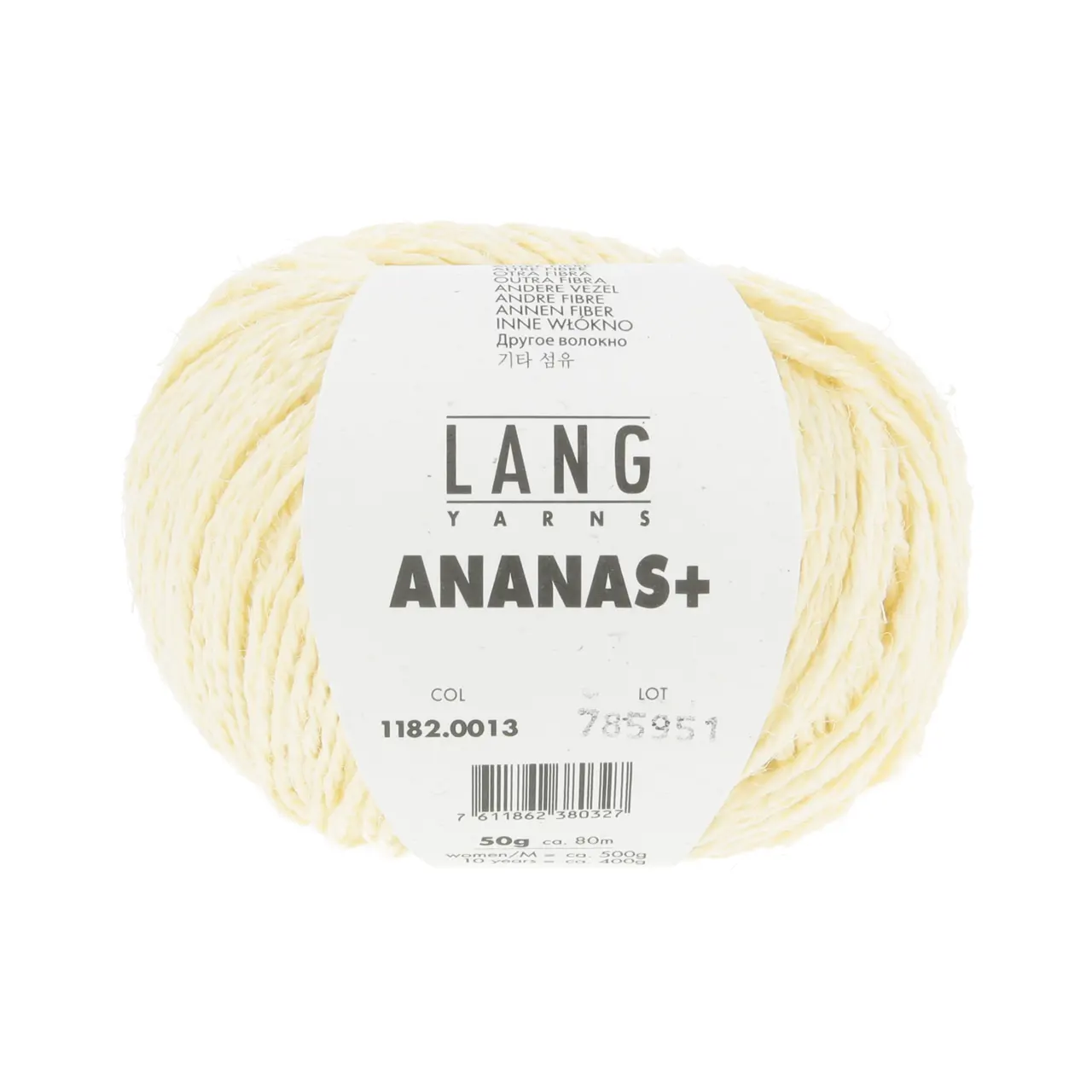 Ananas+ 13 Hellgelb von Lang Yarns. ANANAS+ ist die dickere Variante unseres Garns aus Ananasfasern. Es eignet sich perfekt für Wohnaccessoires und dekorative Projekte die eine gute Formstabilität erfordern.