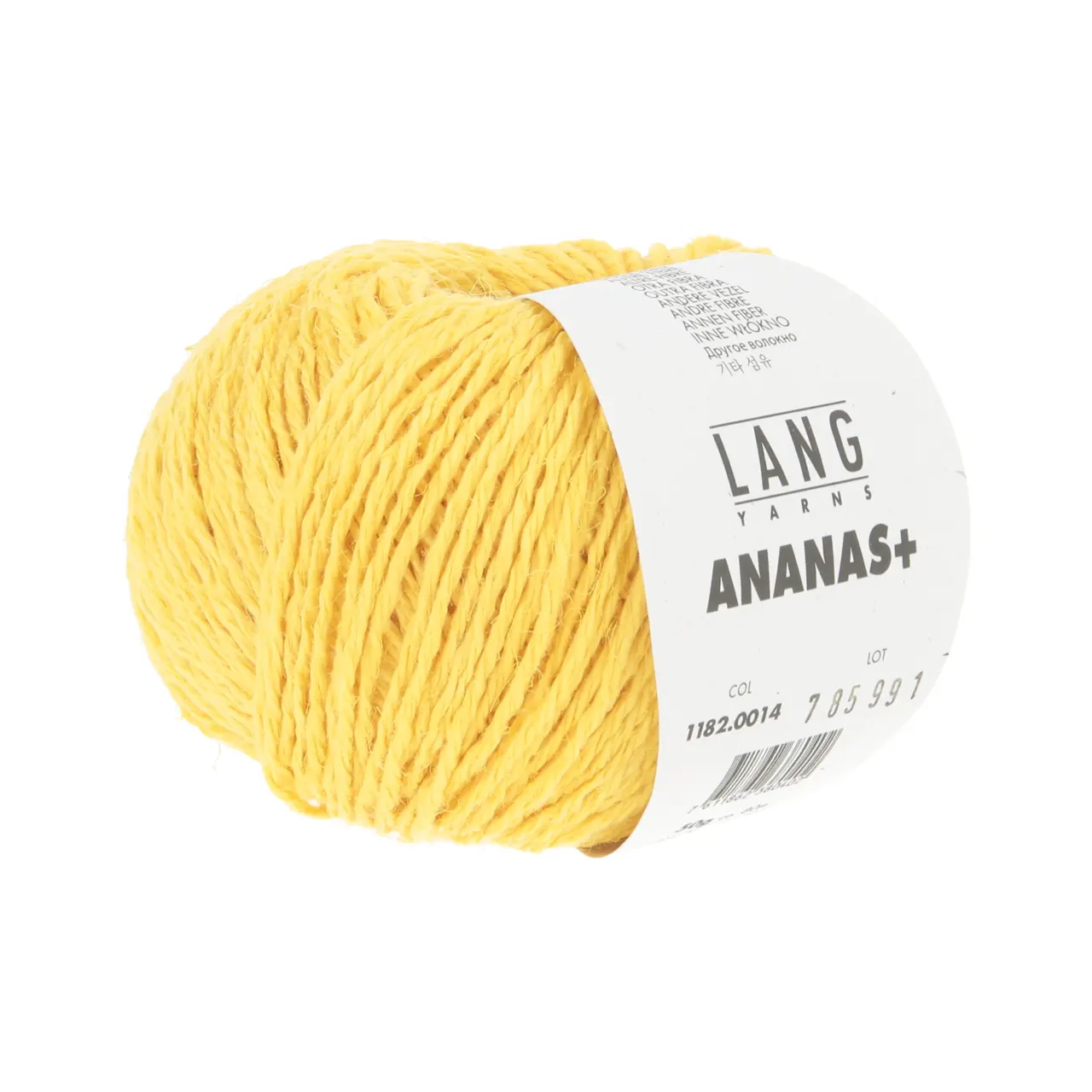 Ananas+ 14 Gelb von Lang Yarns. ANANAS+ ist die dickere Variante unseres Garns aus Ananasfasern. Es eignet sich perfekt für Wohnaccessoires und dekorative Projekte die eine gute Formstabilität erfordern.
