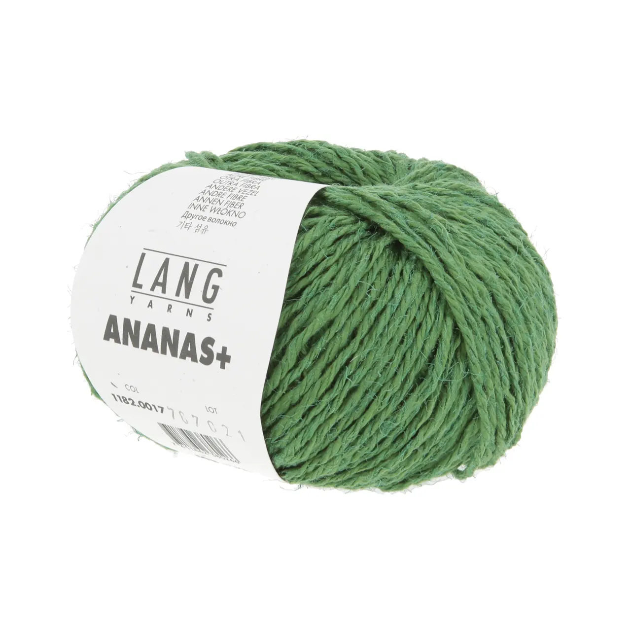 Ananas+ 17 Grasgrün von Lang Yarns. ANANAS+ ist die dickere Variante unseres Garns aus Ananasfasern. Es eignet sich perfekt für Wohnaccessoires und dekorative Projekte die eine gute Formstabilität erfordern.